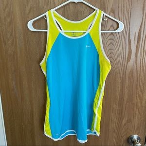Nike Dri Fit Razorback tank Teal/Neon, Size M